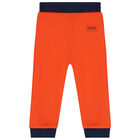 Younger Boys Orange & Navy Blue Logo Tracksuit, 1, hi-res